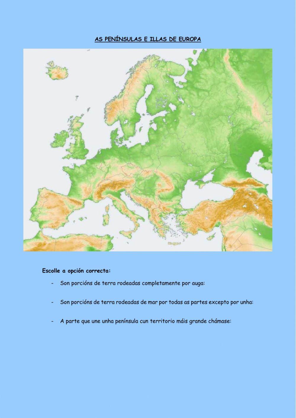 Penínsulas e illas de europa