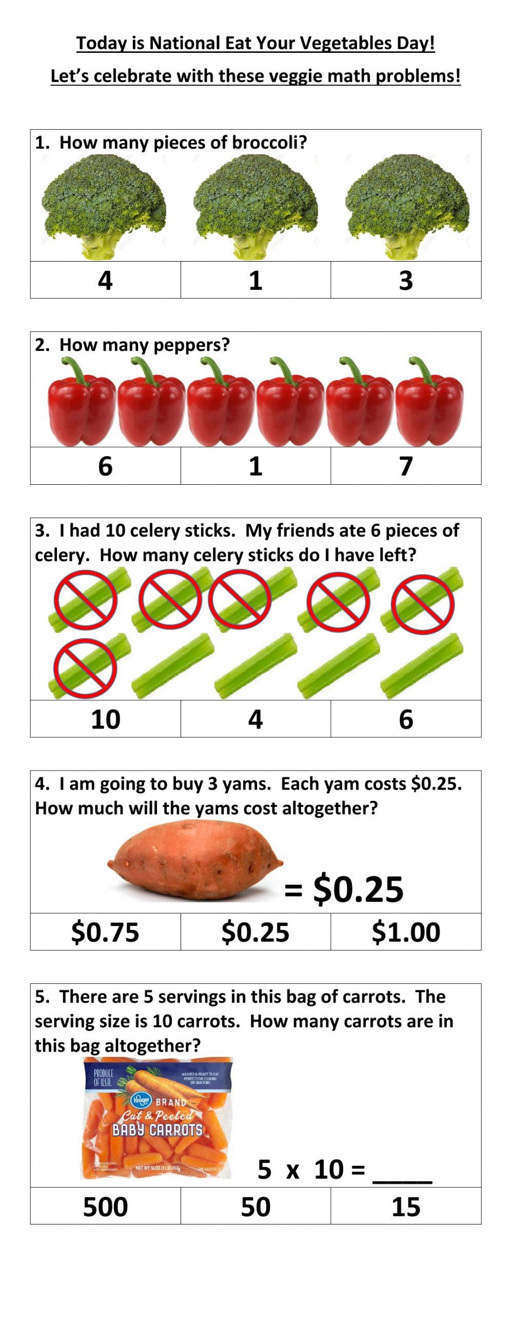National Eat Your Vegetables day math