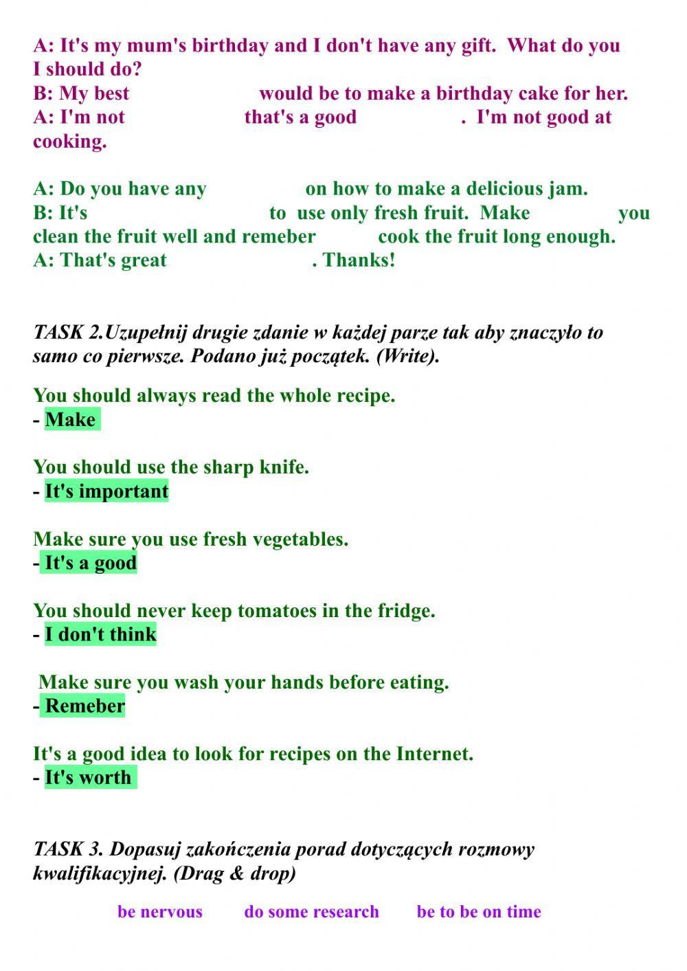 Funkcje językowe - Udzielanie porad