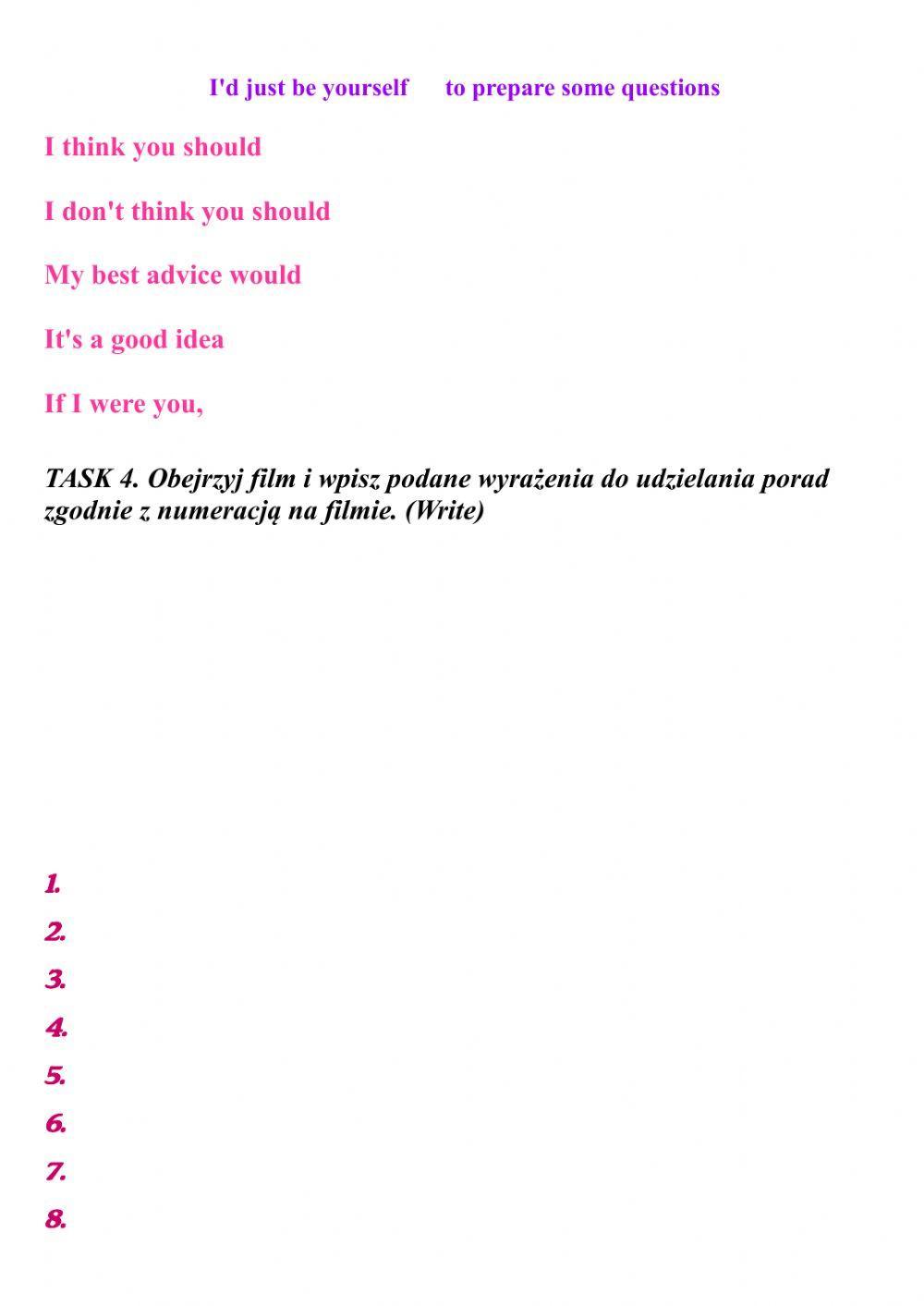 Funkcje językowe - Udzielanie porad