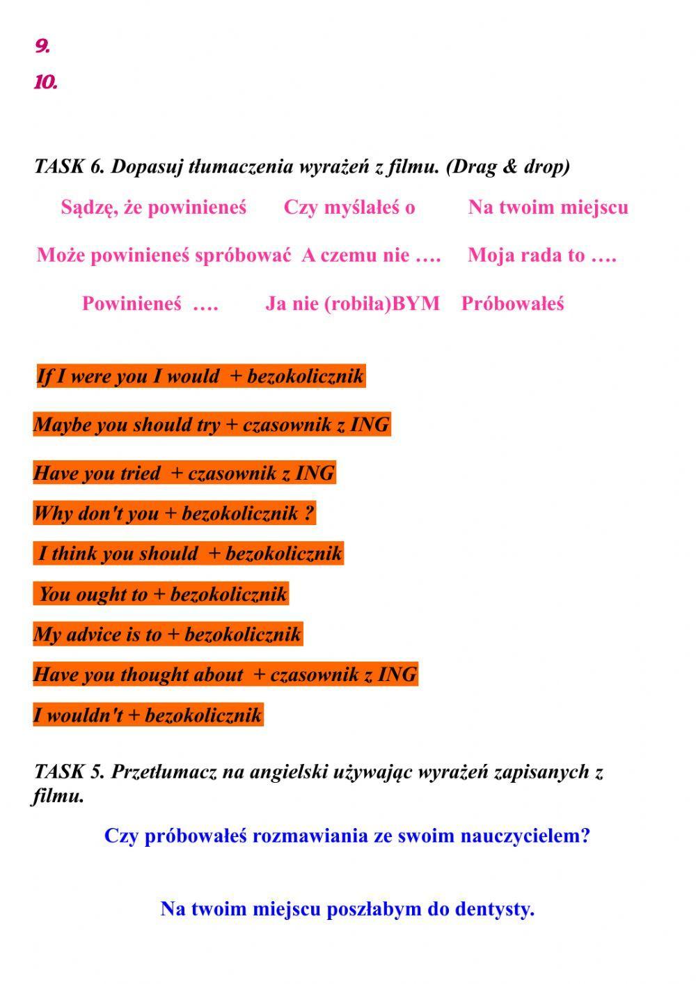 Funkcje językowe - Udzielanie porad