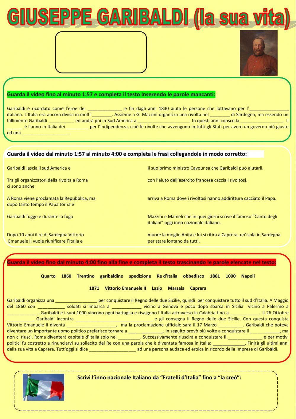 Garibaldi G. la sua vita (esercitazione di Gasperini Michela)