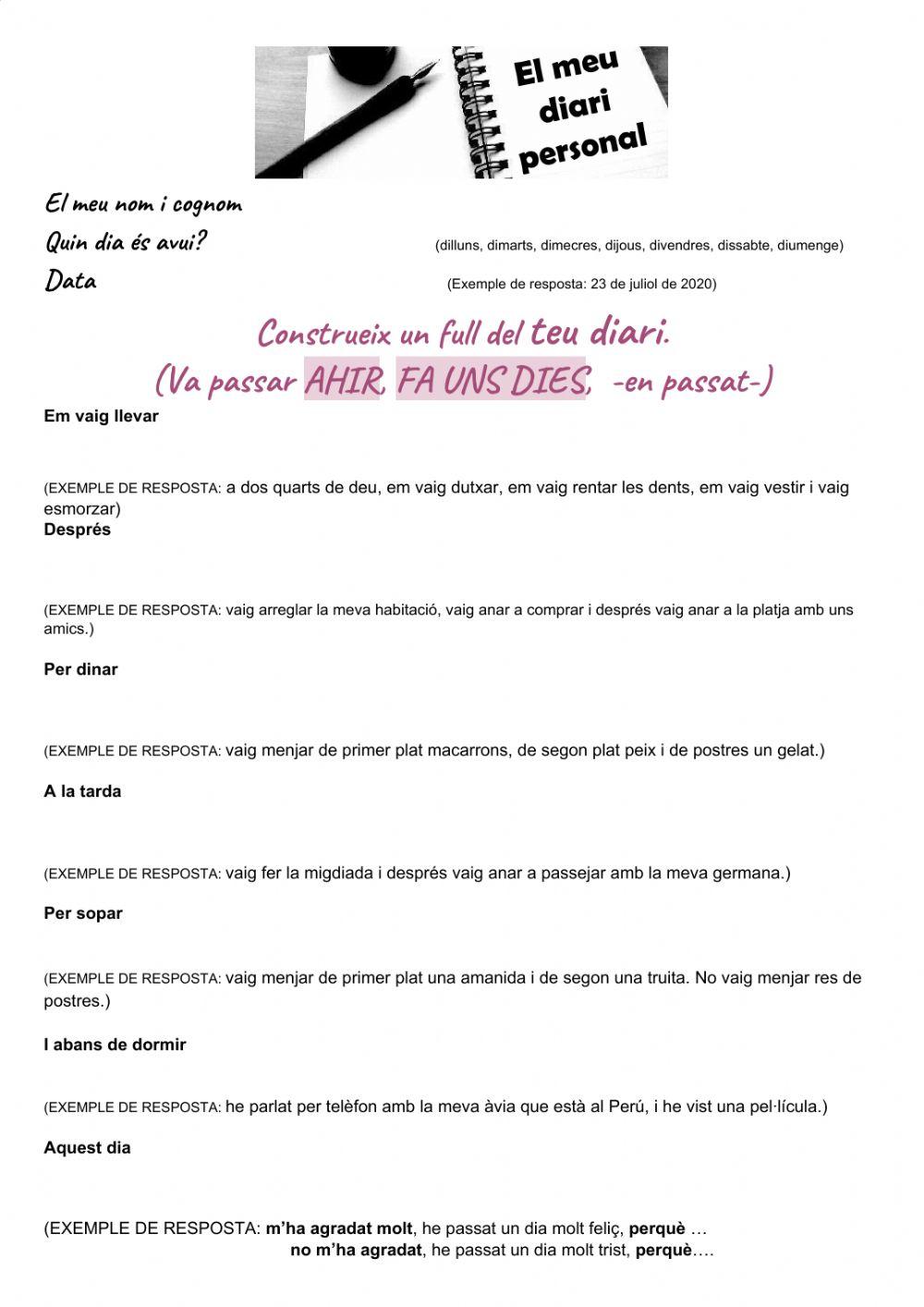 El meu diari (passat)