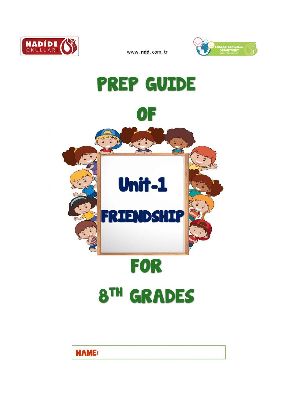 8th Grades Unit 1-Friendship Wordbank