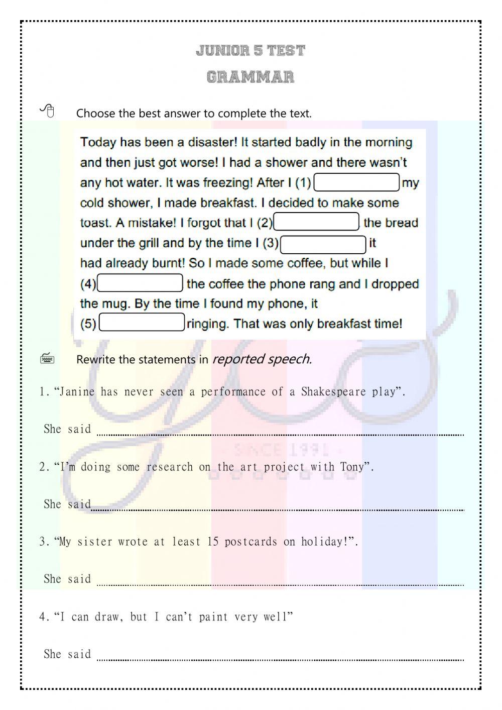 Grammar Test Junior 5