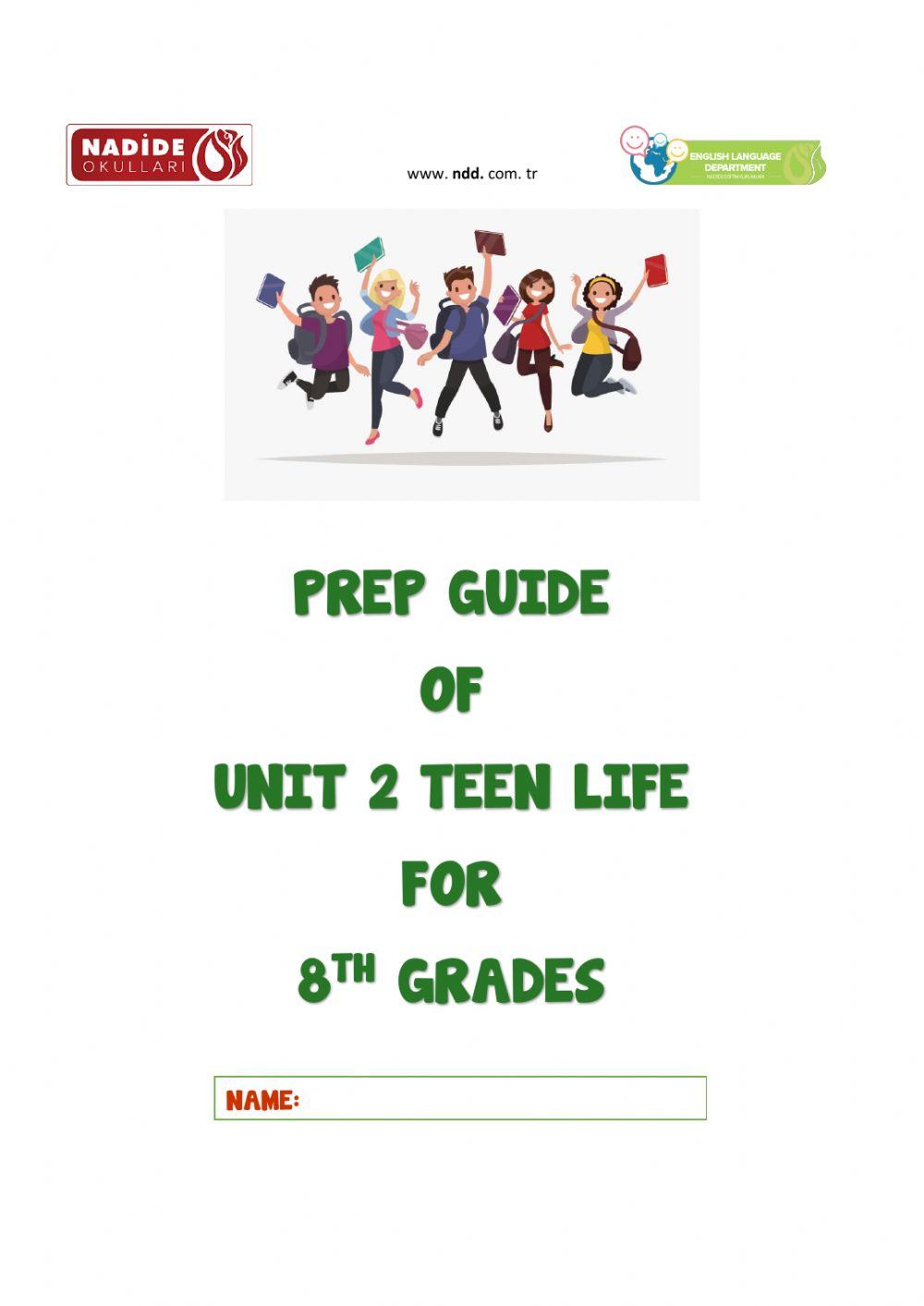 8th Grades Unit 2 TEEN LIFE Wordbank