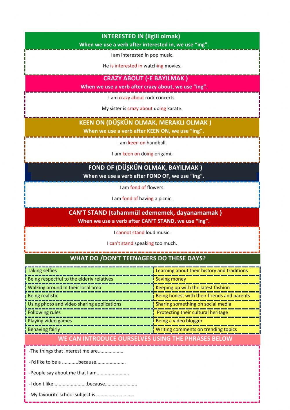 8th Grades Unit 2 TEEN LIFE Wordbank
