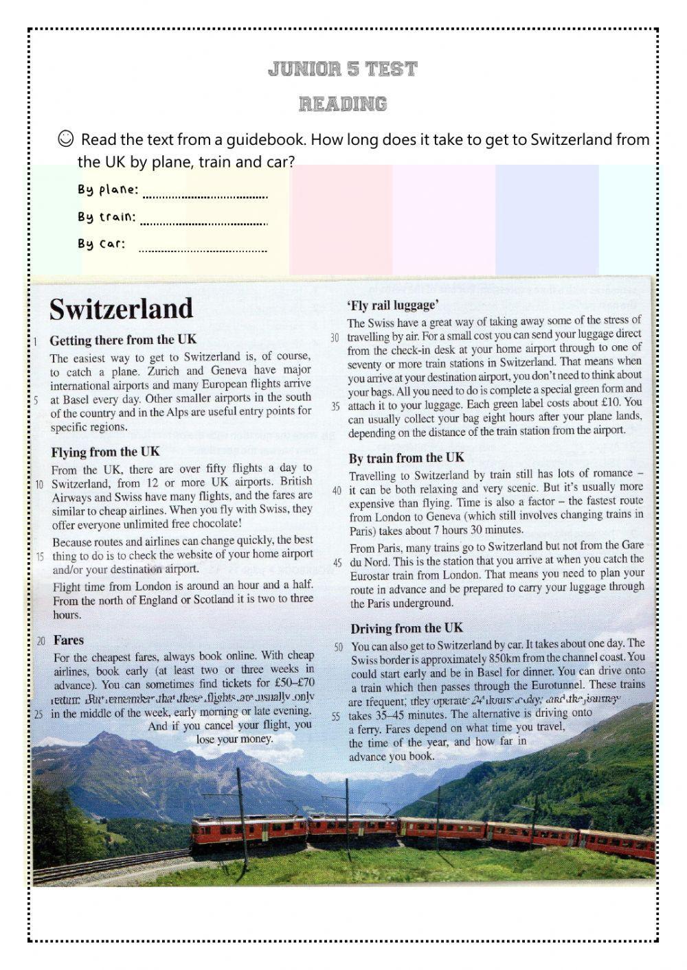 Reading and Listening Test Junior 5