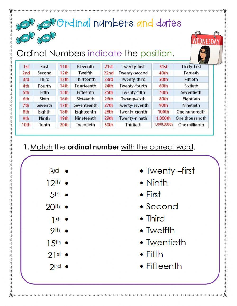 Ordinal Numbers - dates