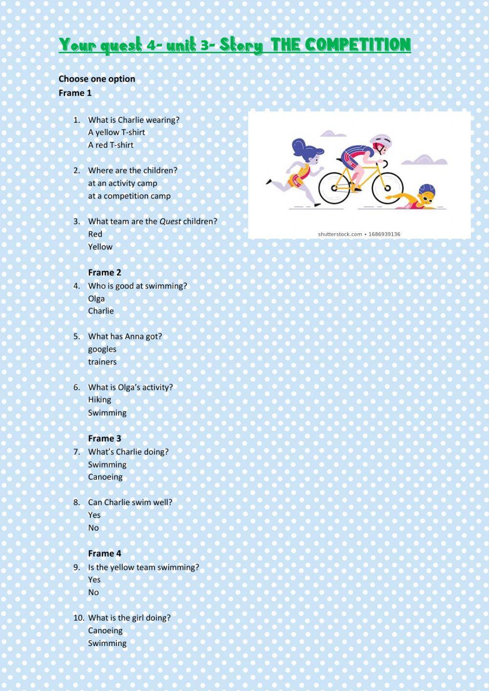 your quest 4 unit 3 15th week  story the competition