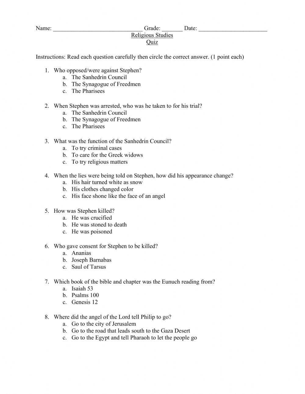 Stephen, conversions, The Eunuch