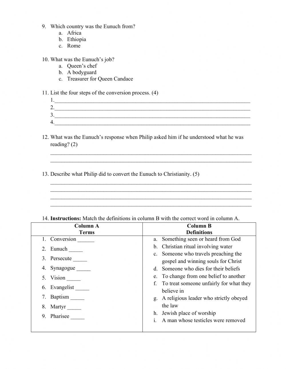 Stephen, conversions, The Eunuch