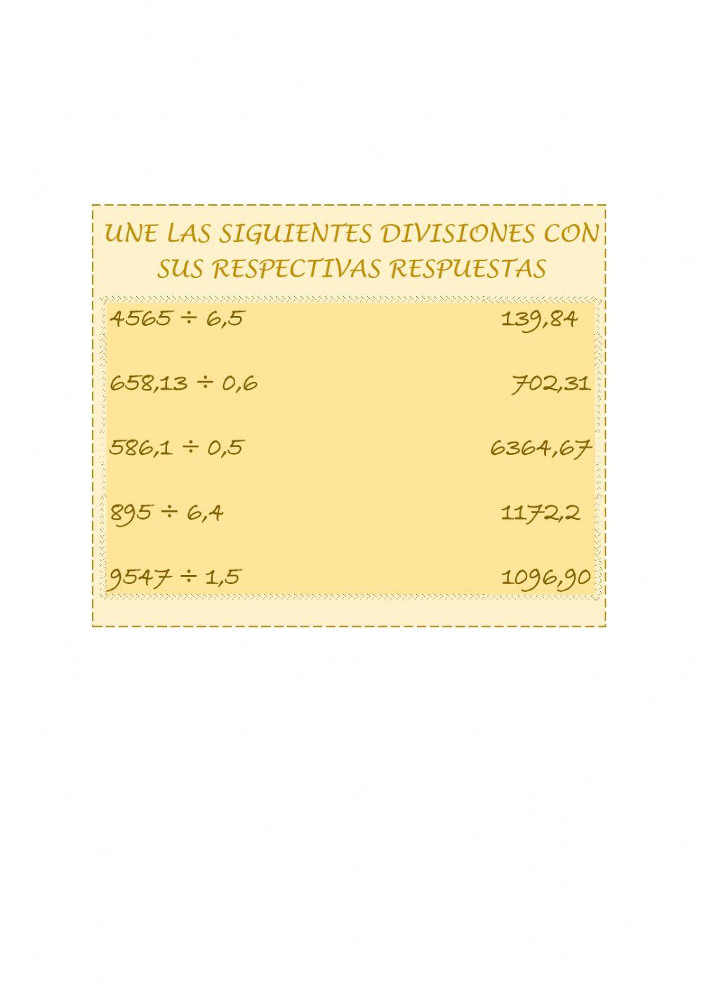 Divisiones de Decimales