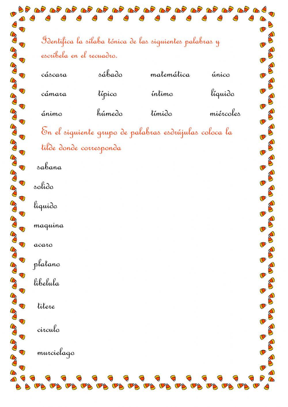 Palabras esdrújulas