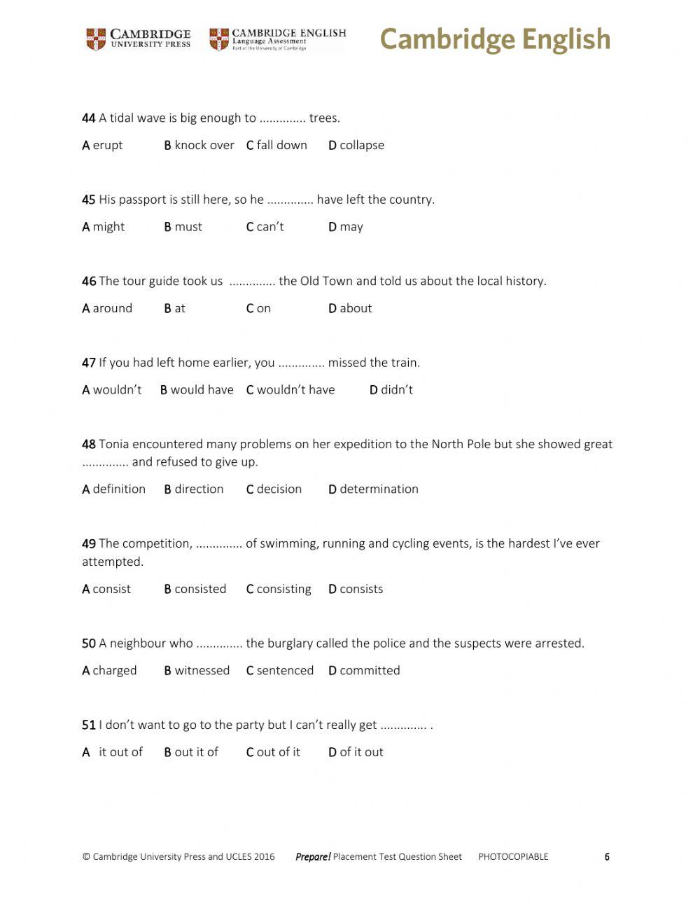 Prepare placement test 5841498 live