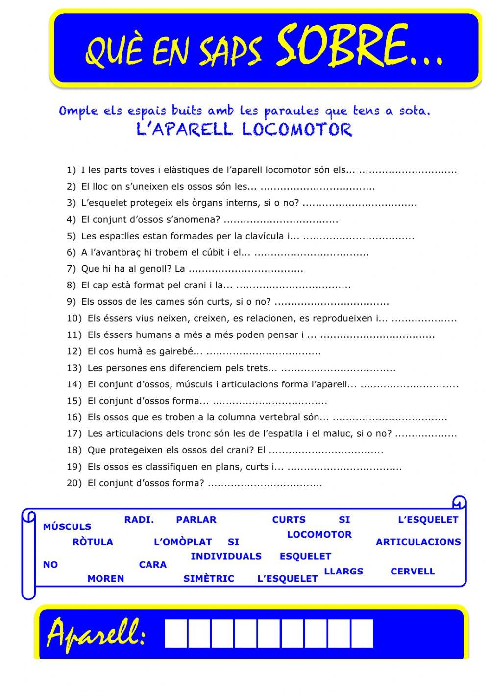 Que saps sobre... Aparell Locomotor-Preguntes 05