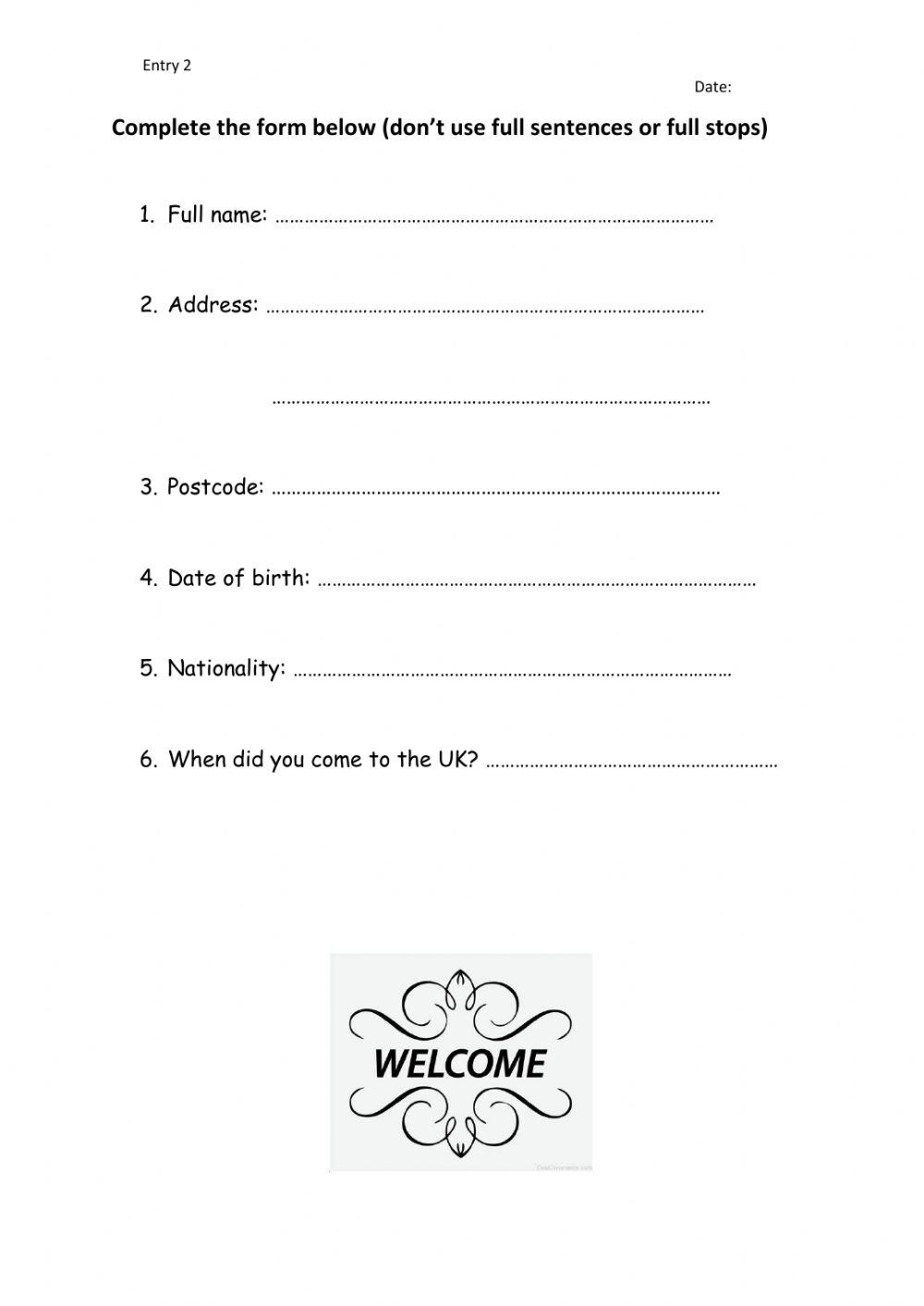 Personal details form