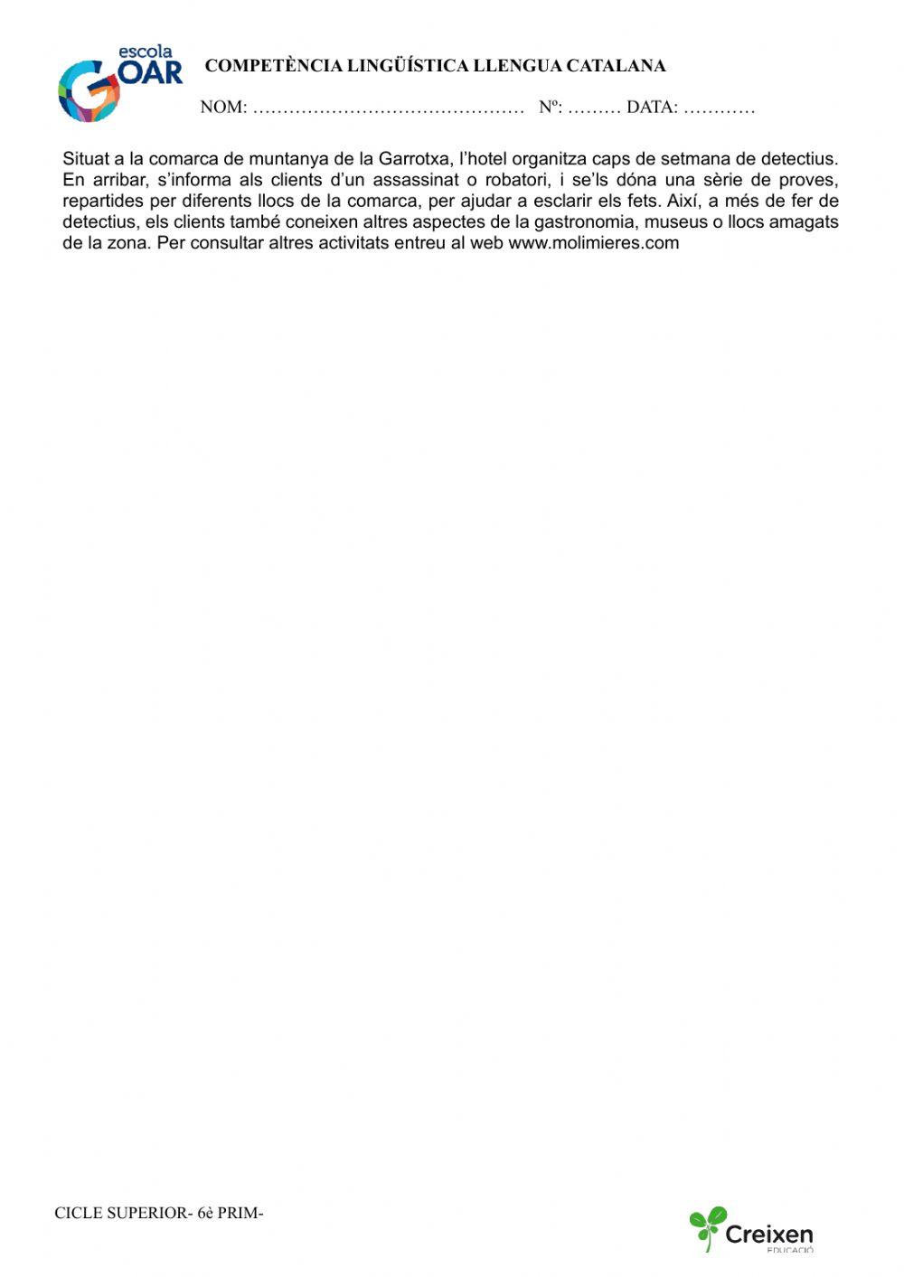 Comprensió lectora l'hotel especial