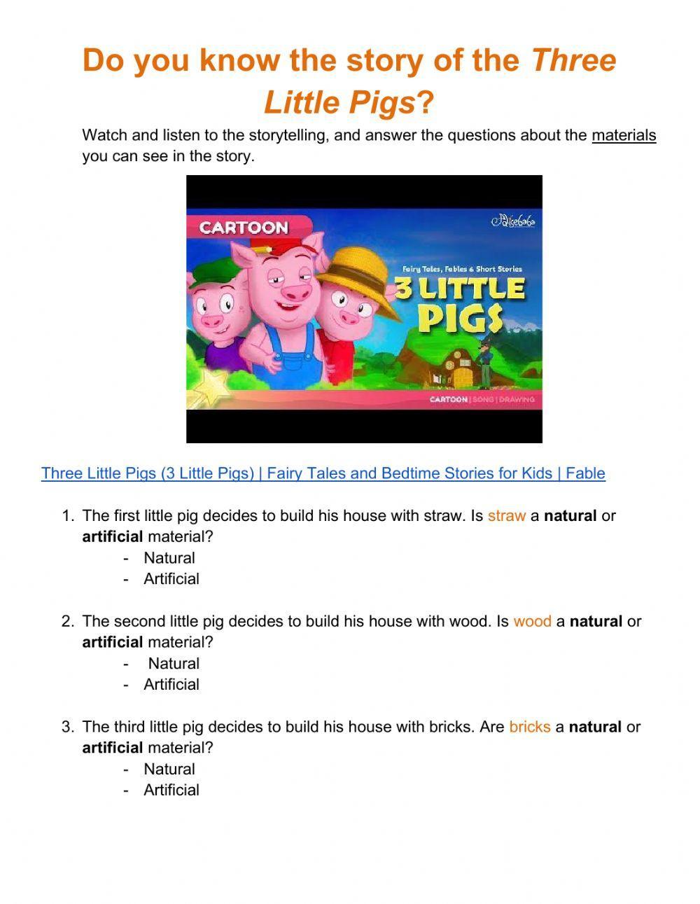 Materials - Three Little Pigs