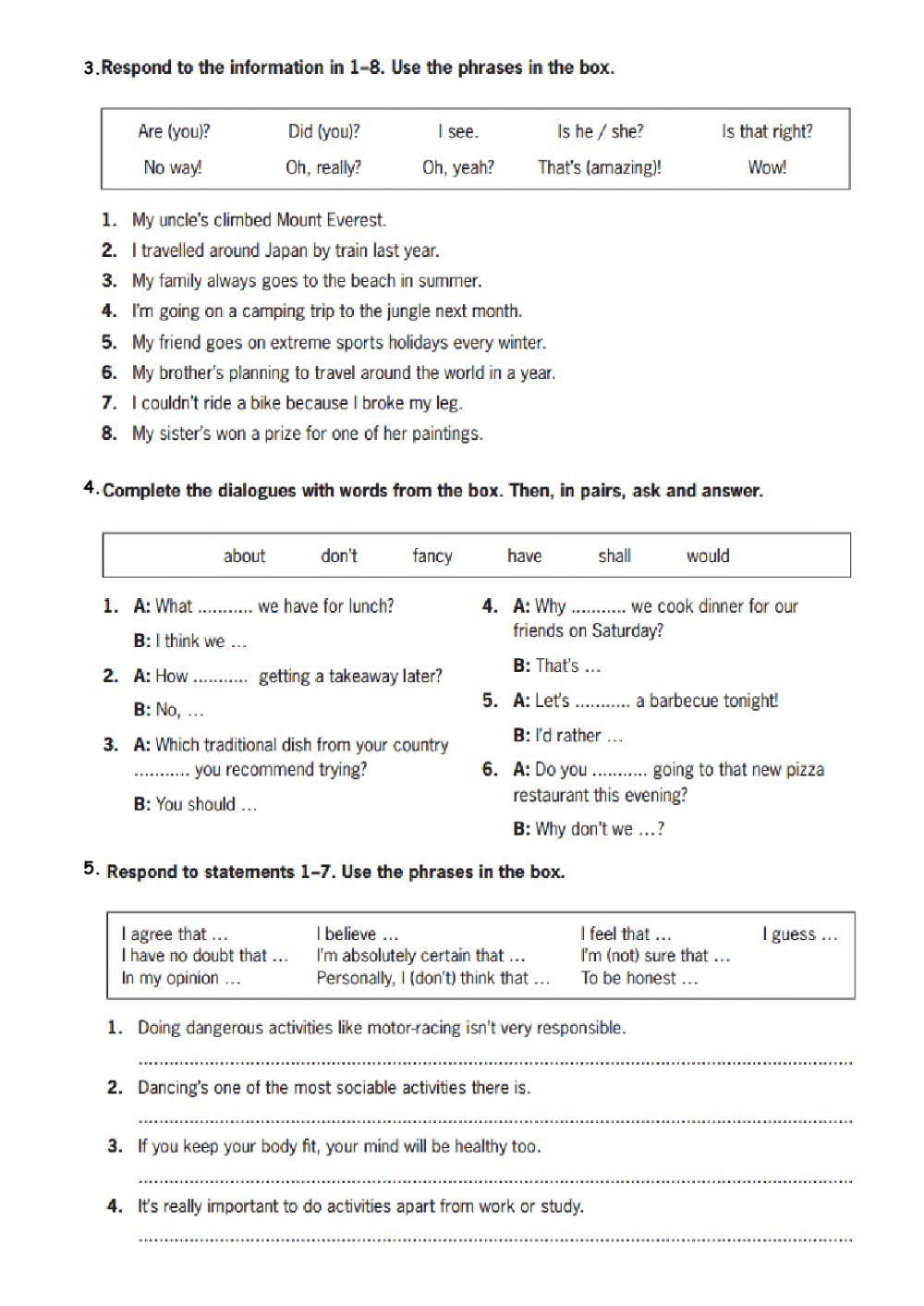 B1 - Speaking - Parts 3 and 4