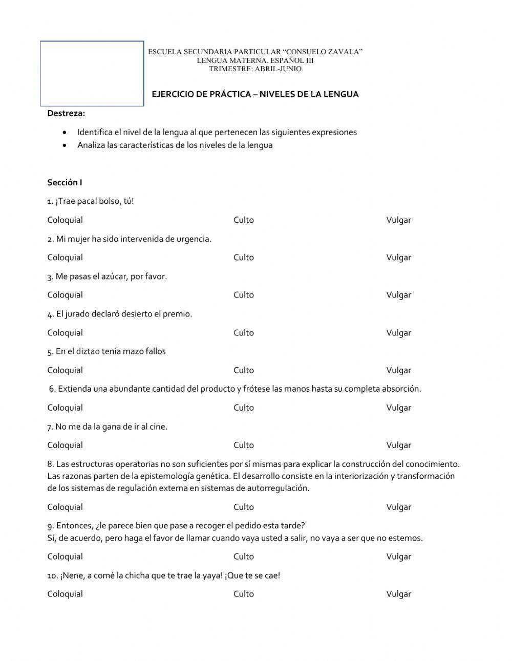 Niveles del lenguaje