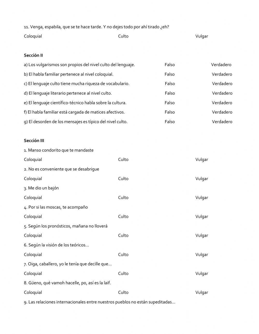 Niveles del lenguaje
