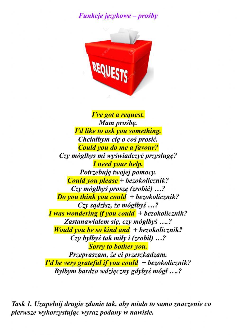 Funkcje językowe wyrażanie próś