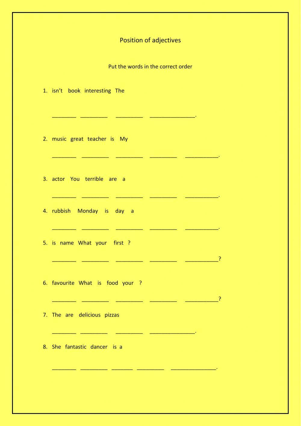 Position of adjectives