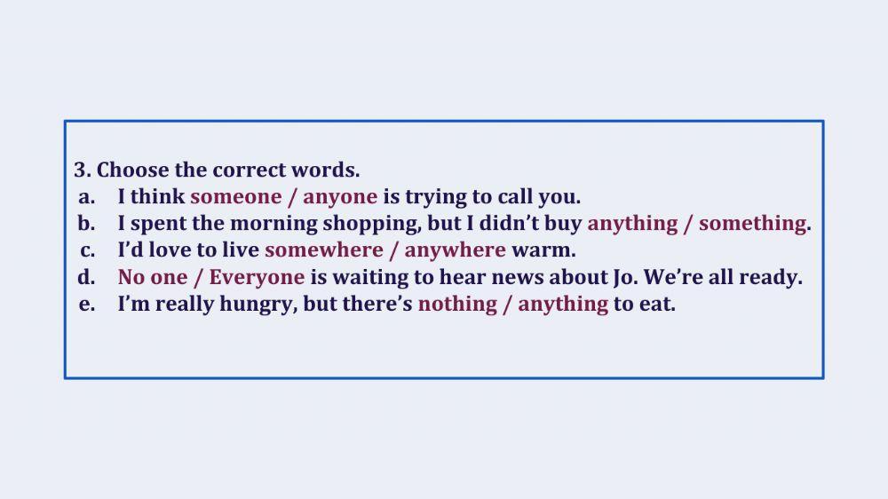 Words with some, any, every and no