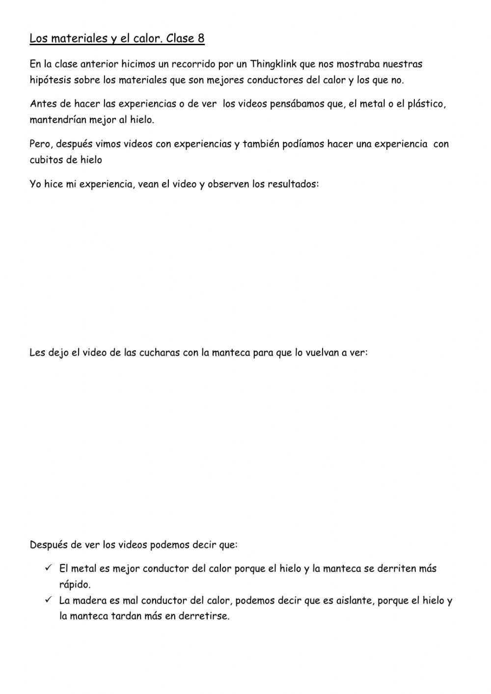Los materiales y el calor. Clase 8