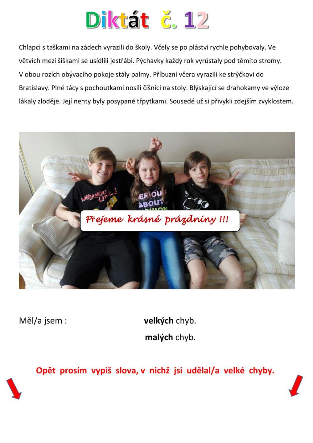Diktát 12 výsledky worksheet | Live Worksheets