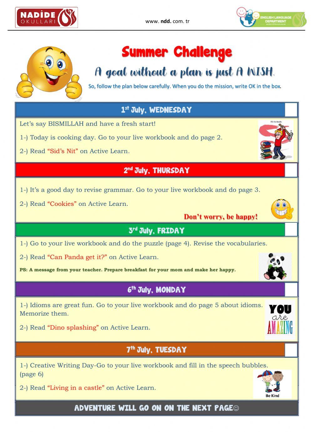 5th Summer Holiday Schedule