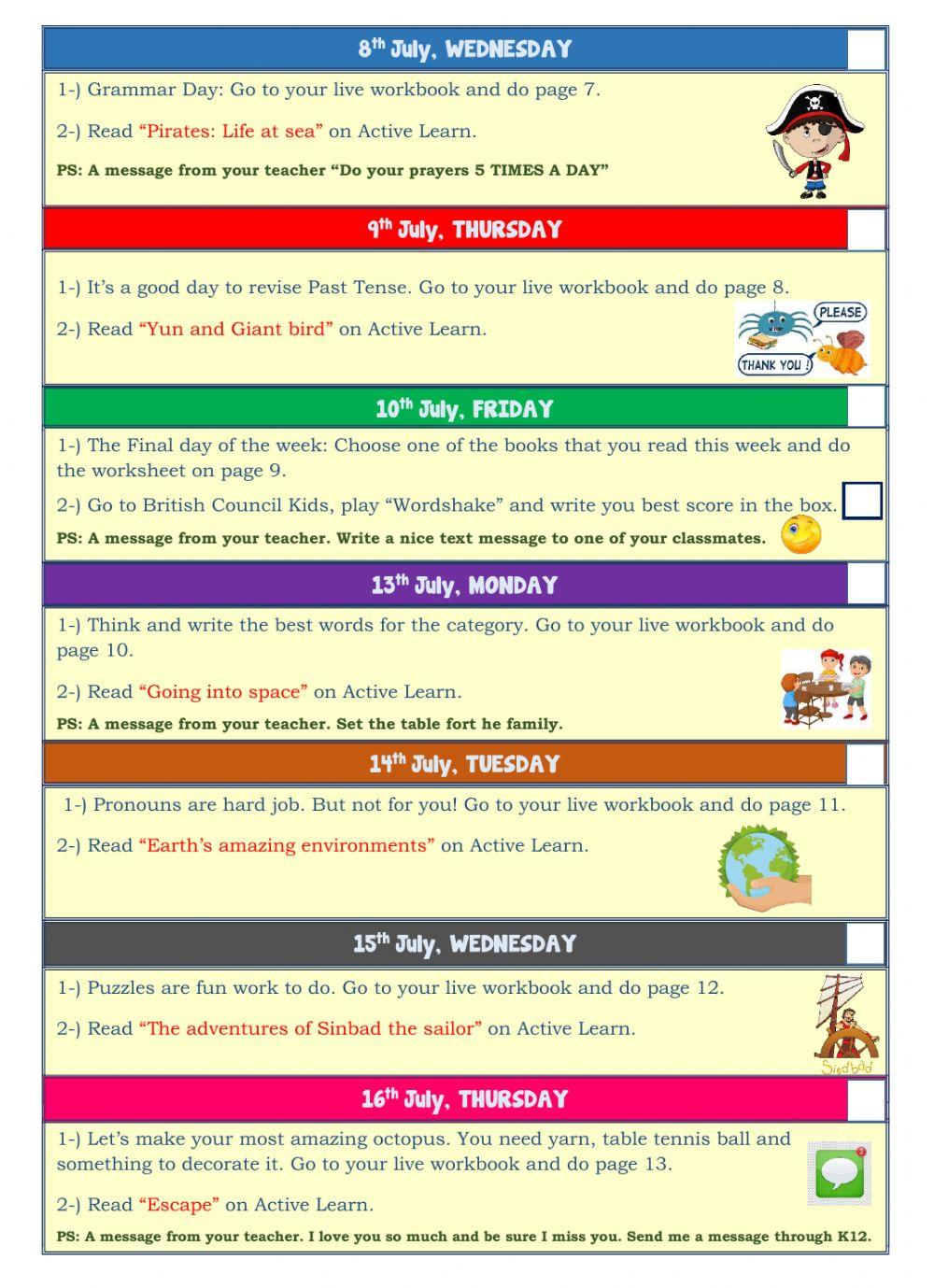 5th Summer Holiday Schedule