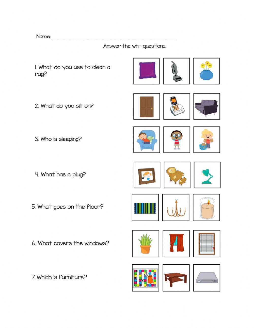 Living Room Answer Wh- Questions