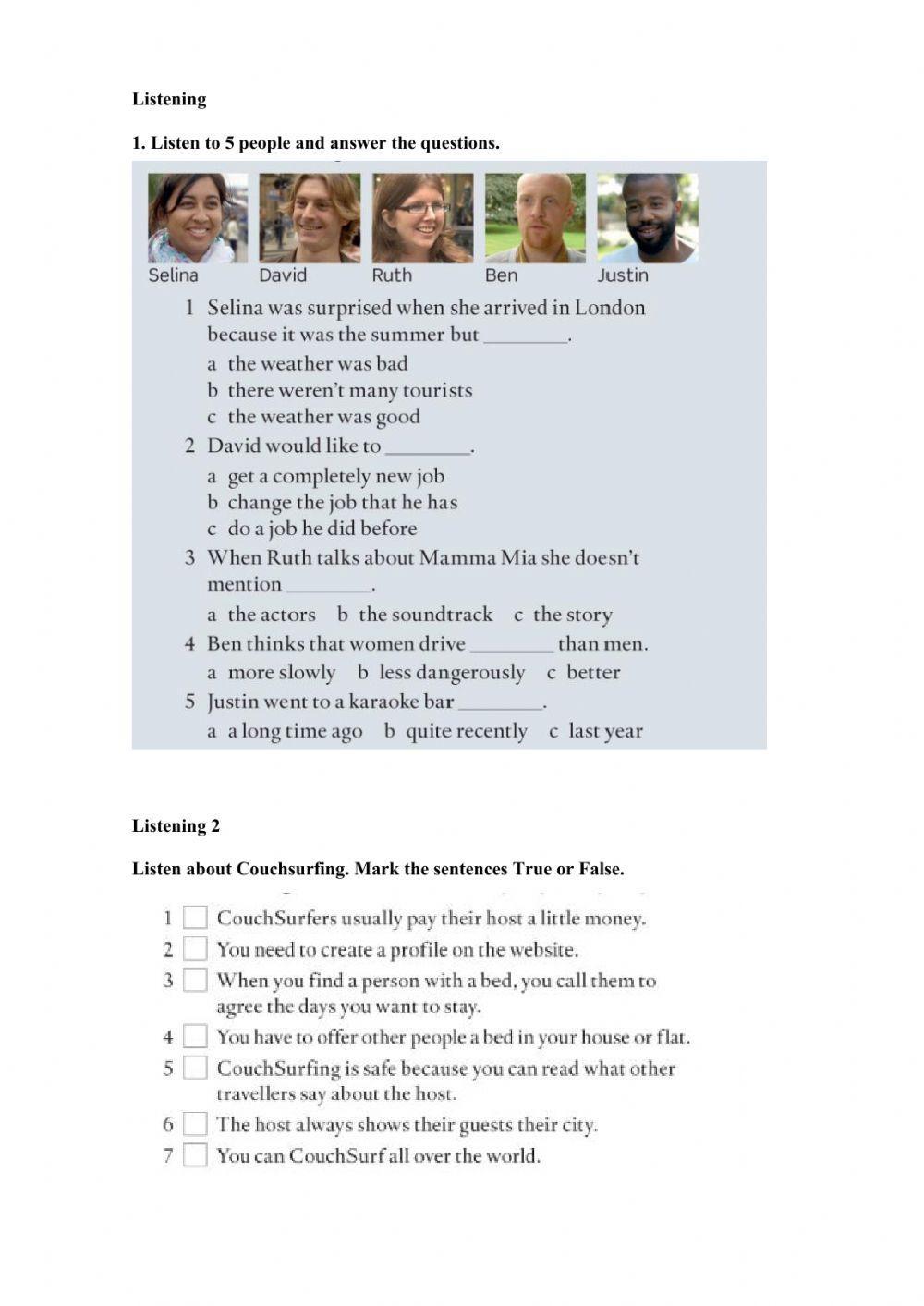 English file elementary reading and listening test