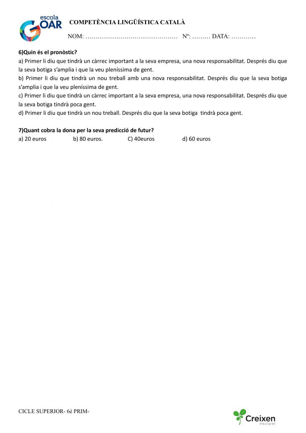 Comprensió oral: La bruixa de l'Avenir