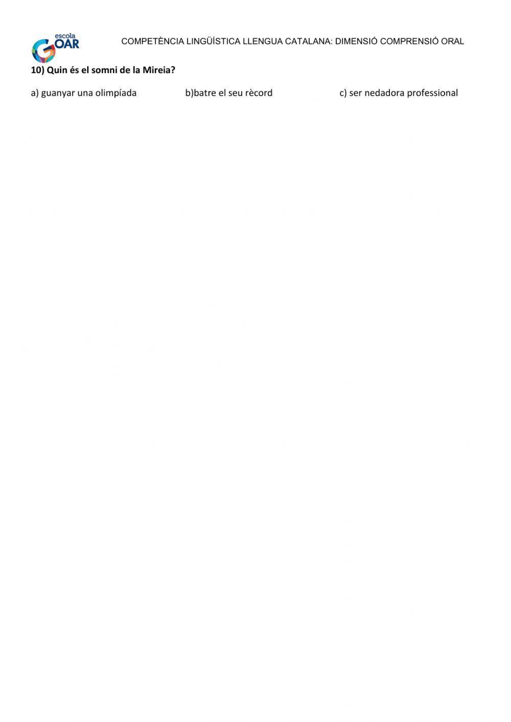 Comprensió oral, entrevista a Mireia Belmonte