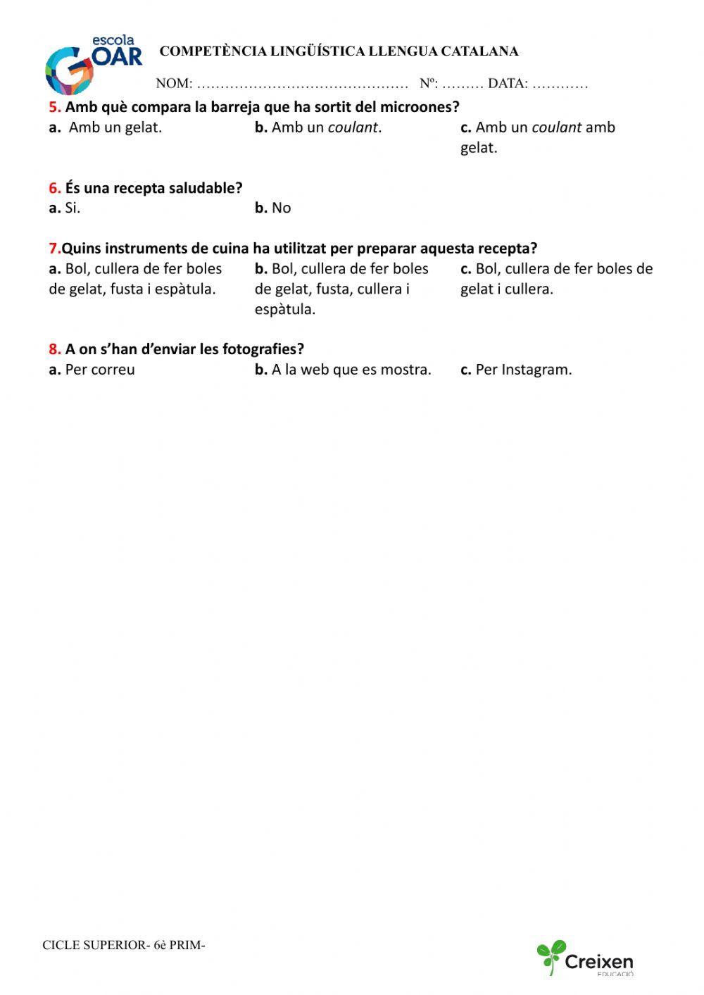 Comprensió oral les galetes de Pasqua