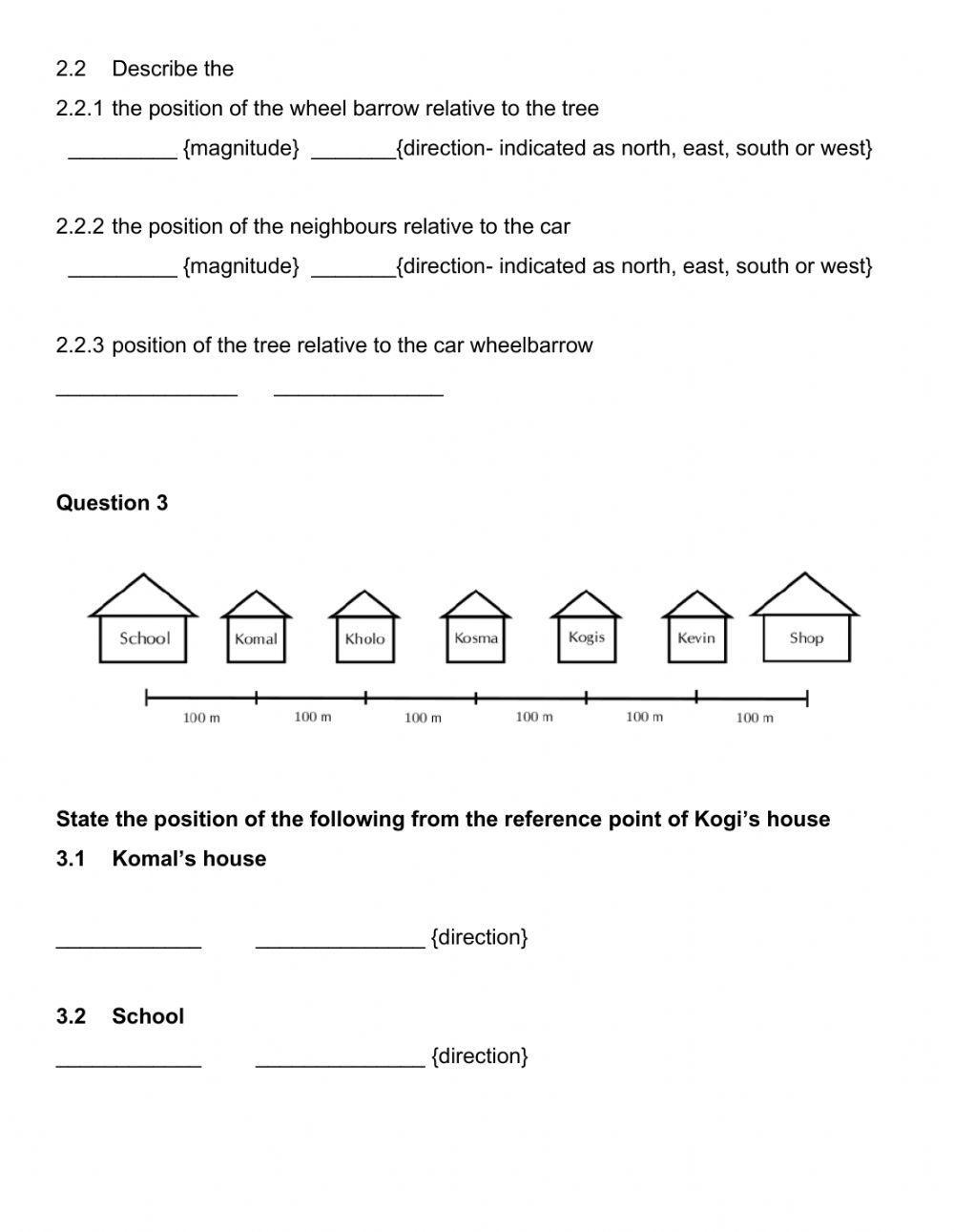 Motion worksheet 3