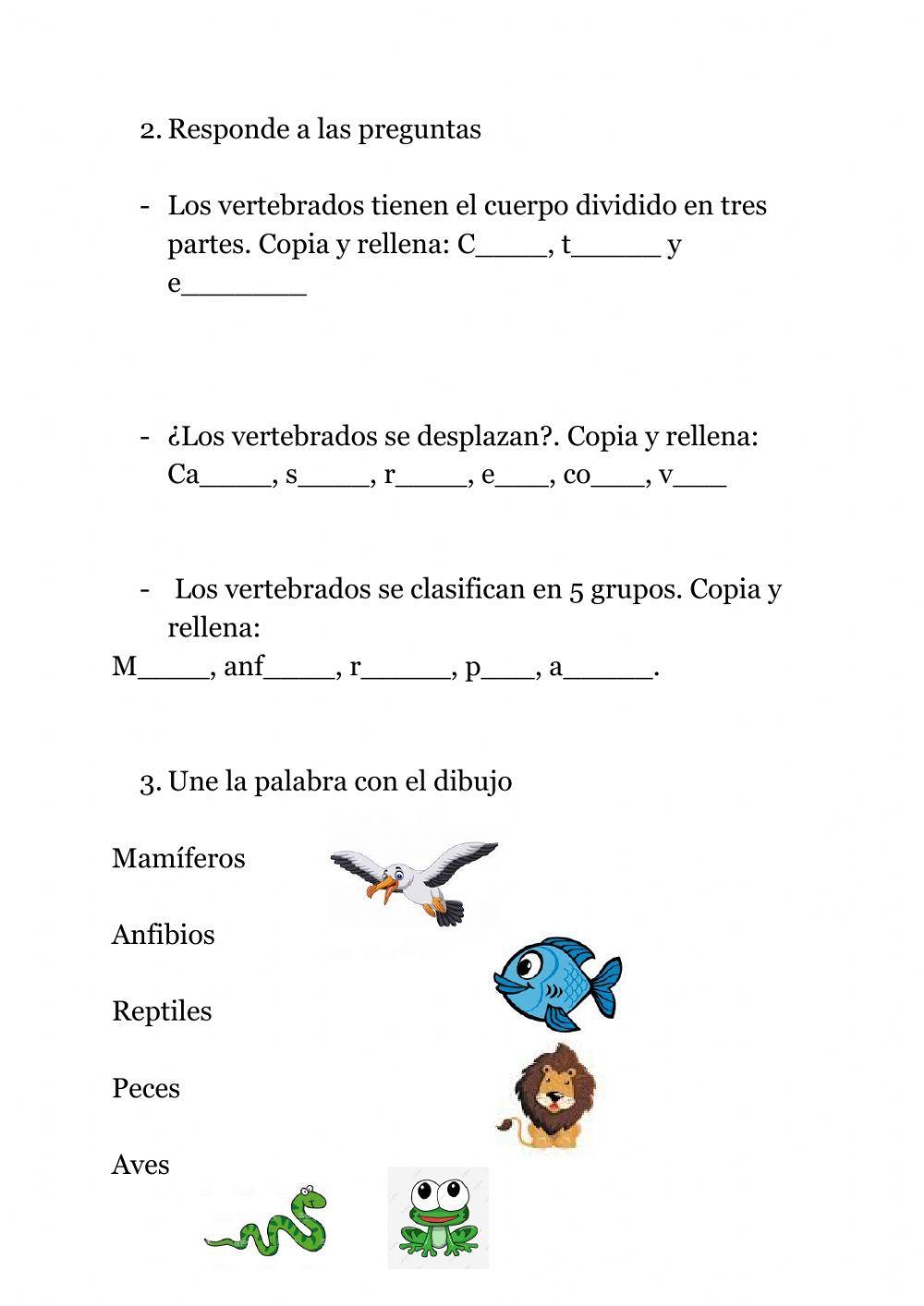 Especie 1, Vertebrados