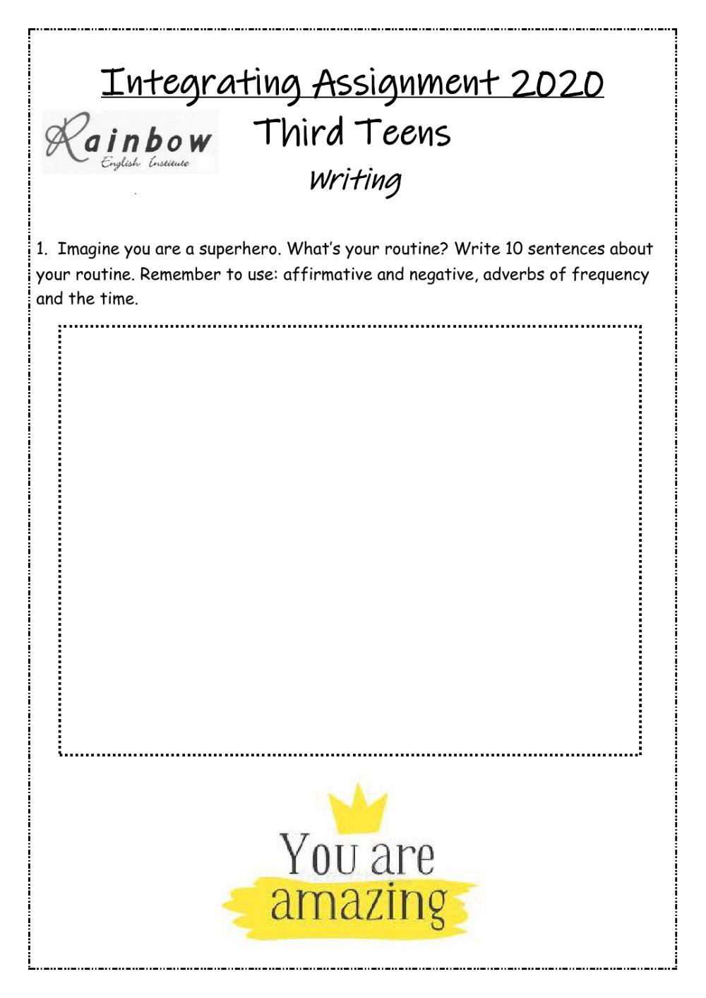 Writing exam 3rd Teens