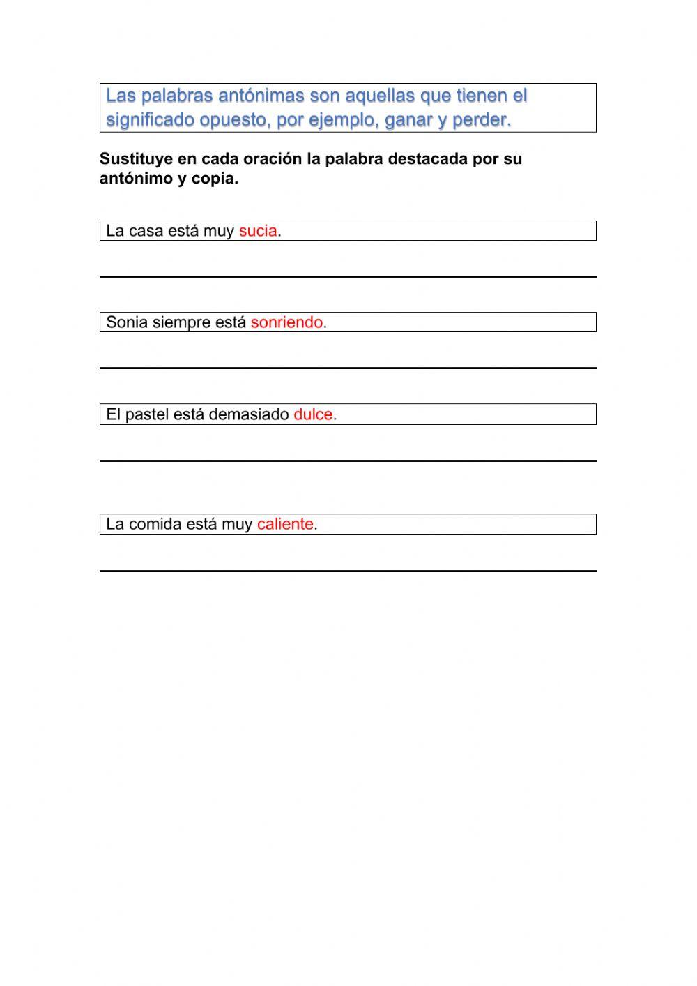 Antónimos y sinónimos