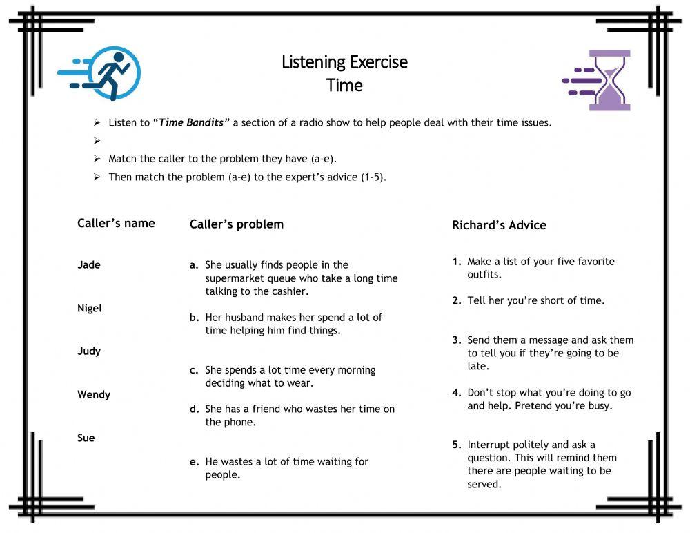 Listening exercise on time