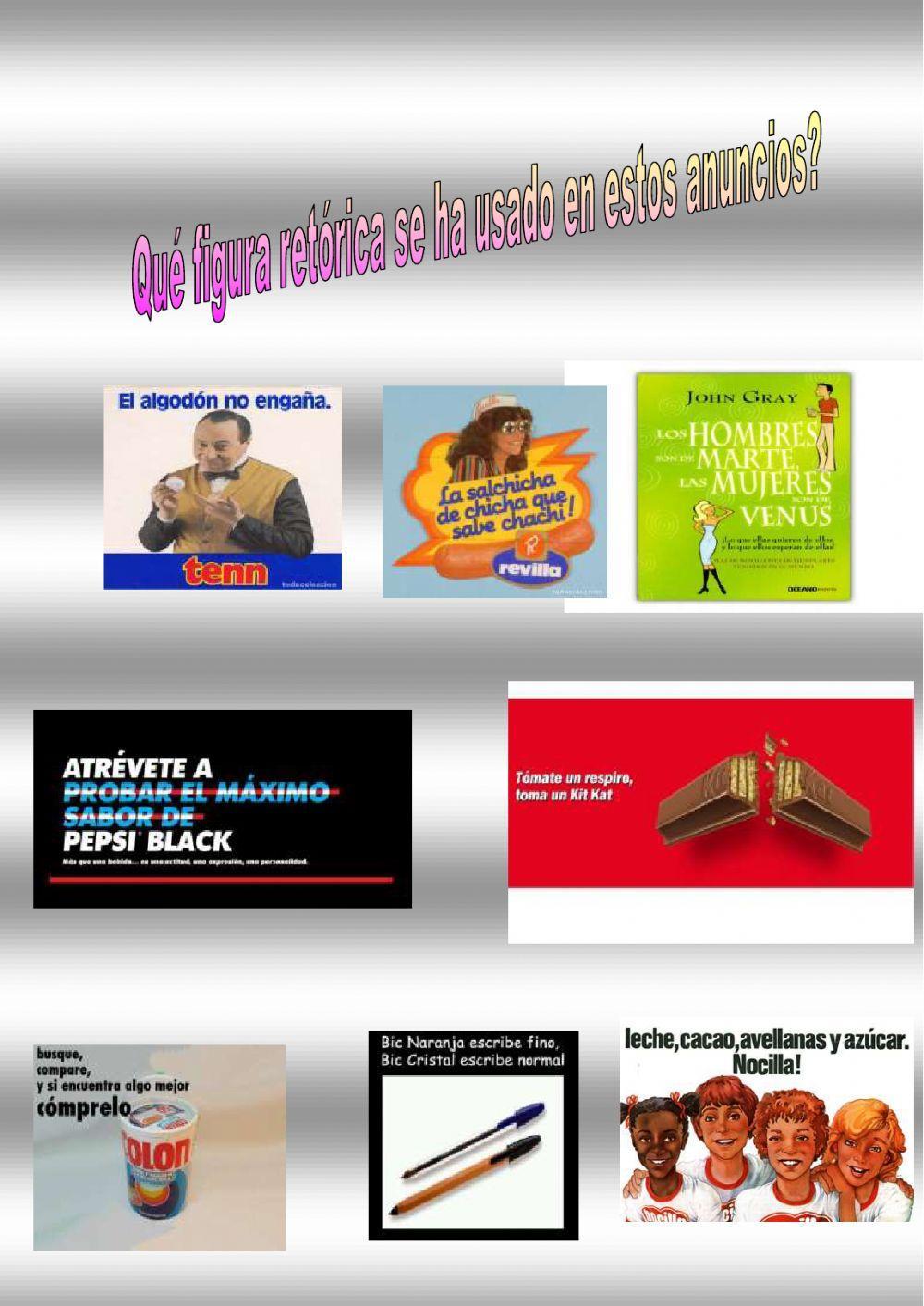 Figuras retóricas en publicidad. ¿Cuáles aparecen en estos anuncios?