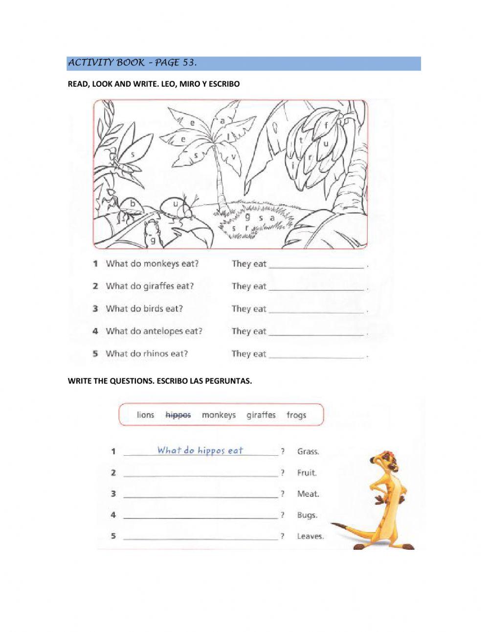 Animals an their food