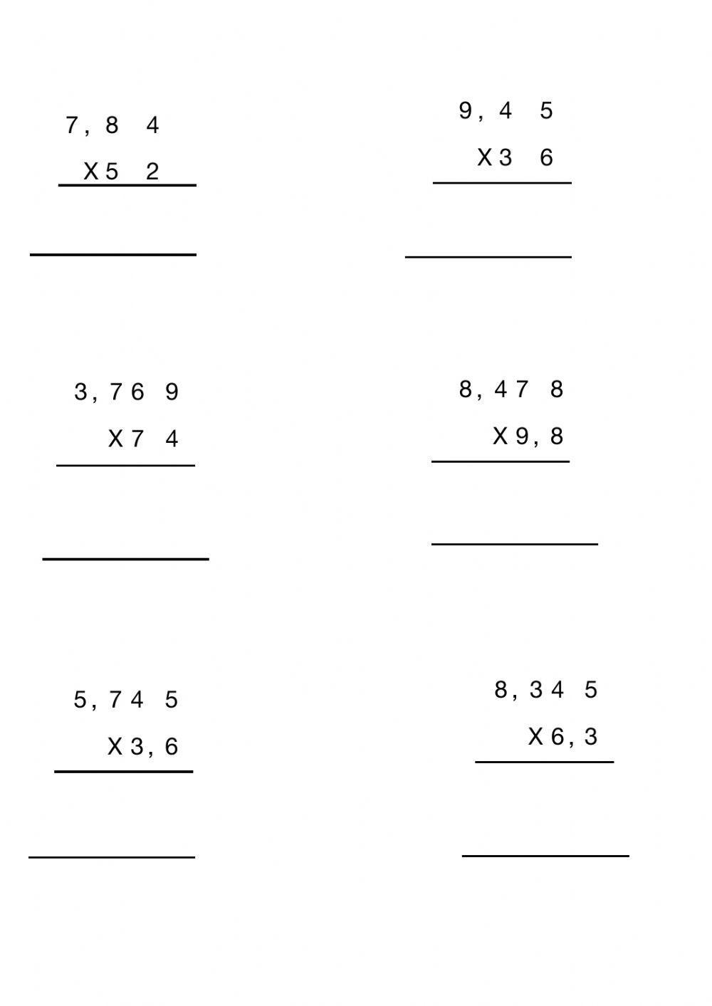 OPeraciones con números decimales