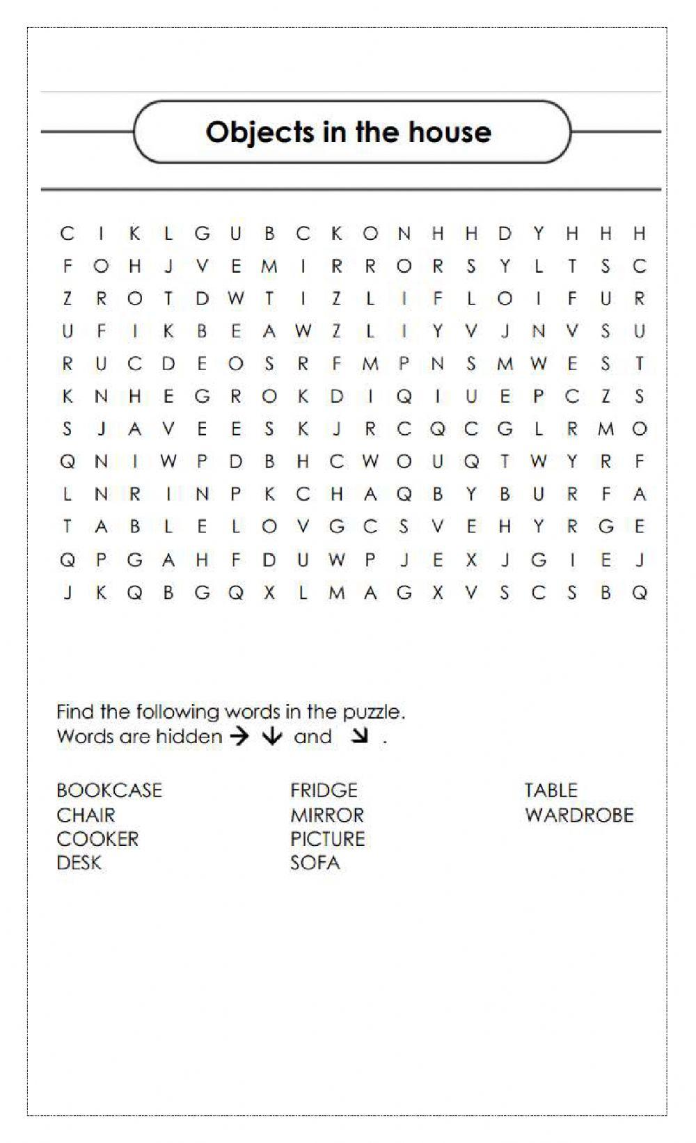 Objects in the house