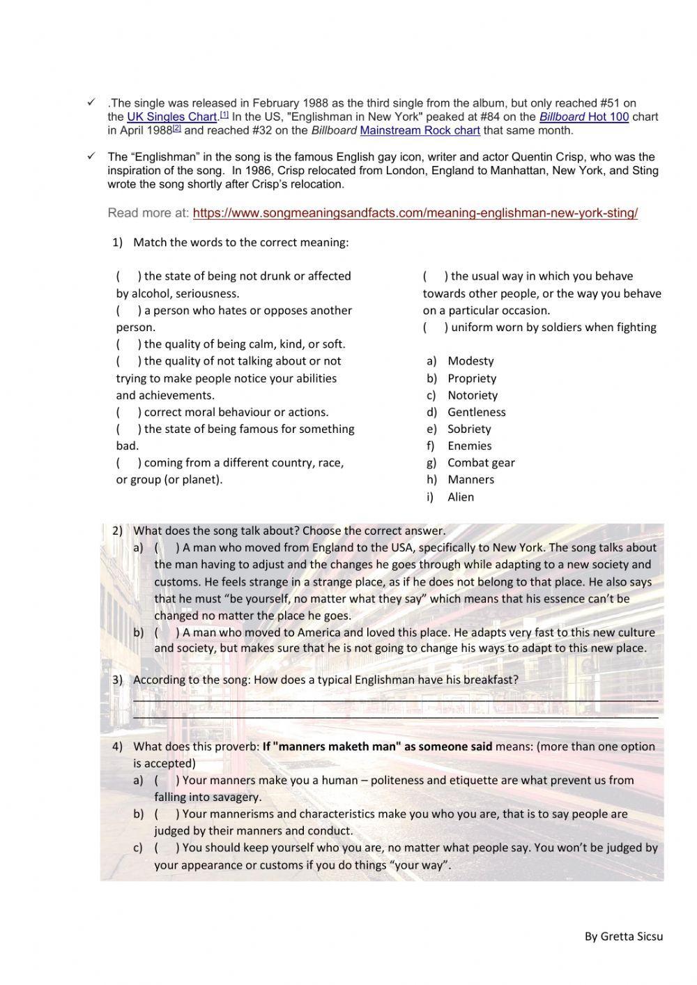 Englishman in New York.