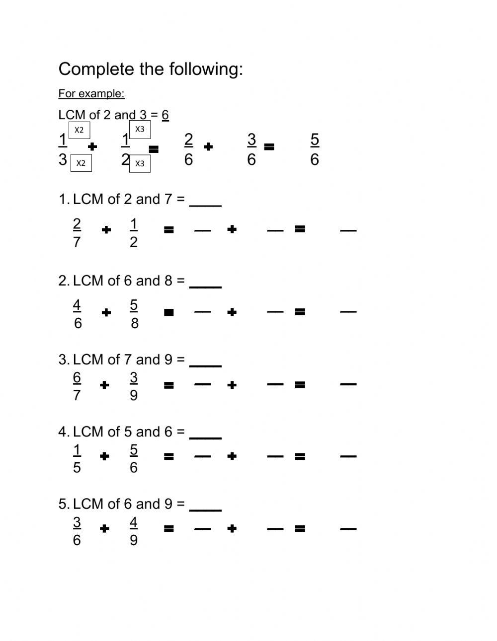 247617 lcm and fractions easylearning246