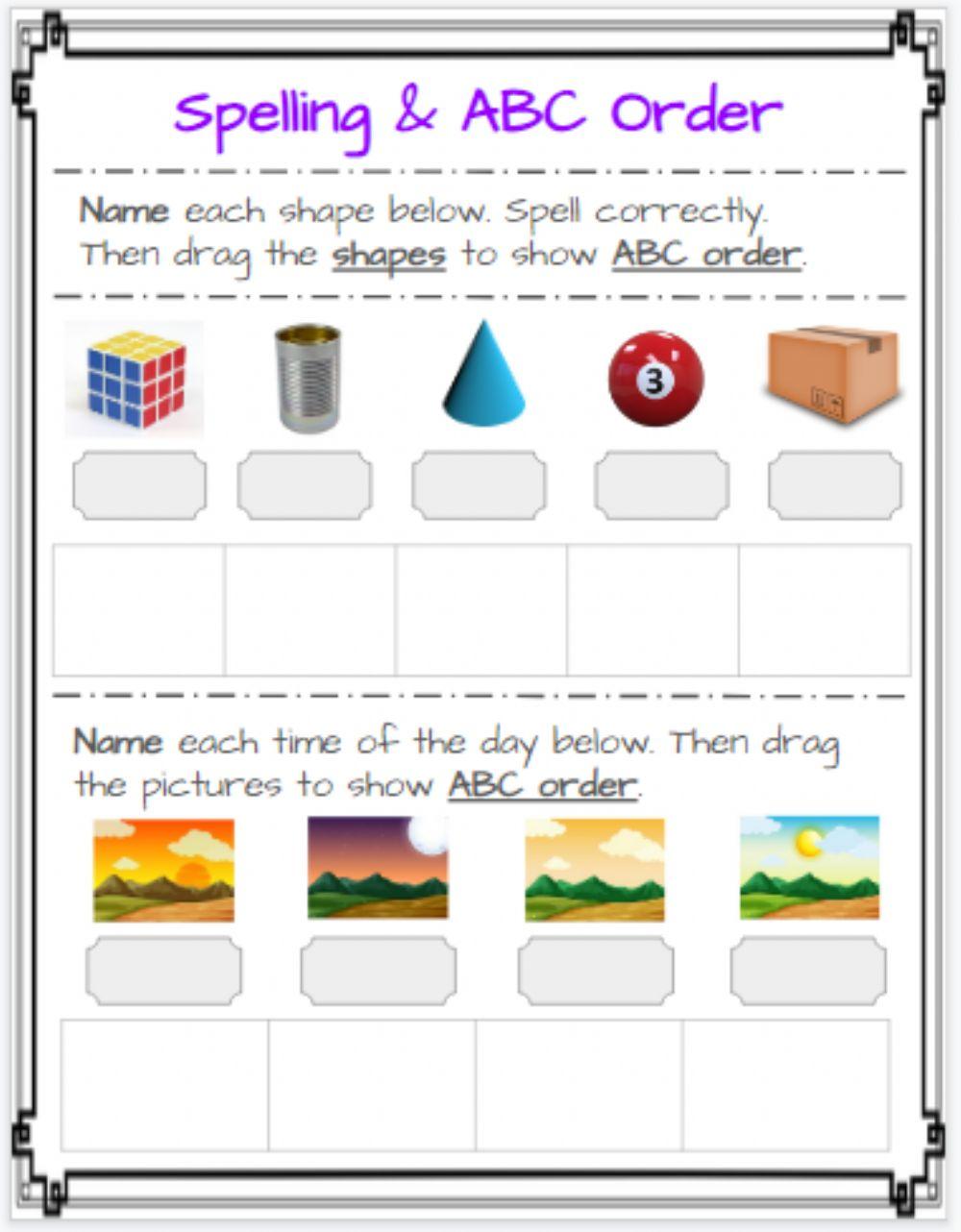 Spelling abc order worksheet live worksheets